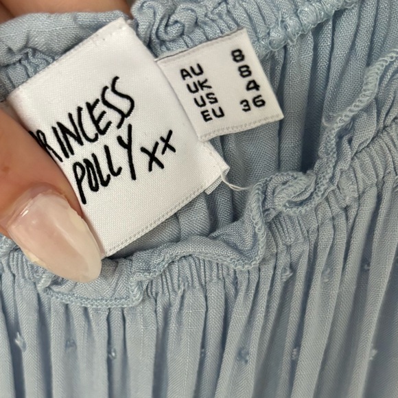 Princess Polly Blue Love Galore Romper Size: 4 - Picture 4 of 4